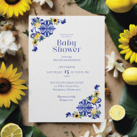 Citrons & Poterie Bleue Antique Baby shower Motif