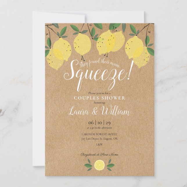 Invitation Citrons principaux Citrons rustique Kraft Couples  (Devant)