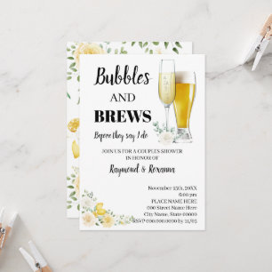 Invitation Citrons & Roses Bubble & Brews Couples Douche
