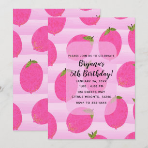Invitation Citrons Roses Fruits d'Été Fête d'Anniversaire Lum