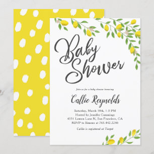 Invitation Citrons rustiques Baby shower jaune