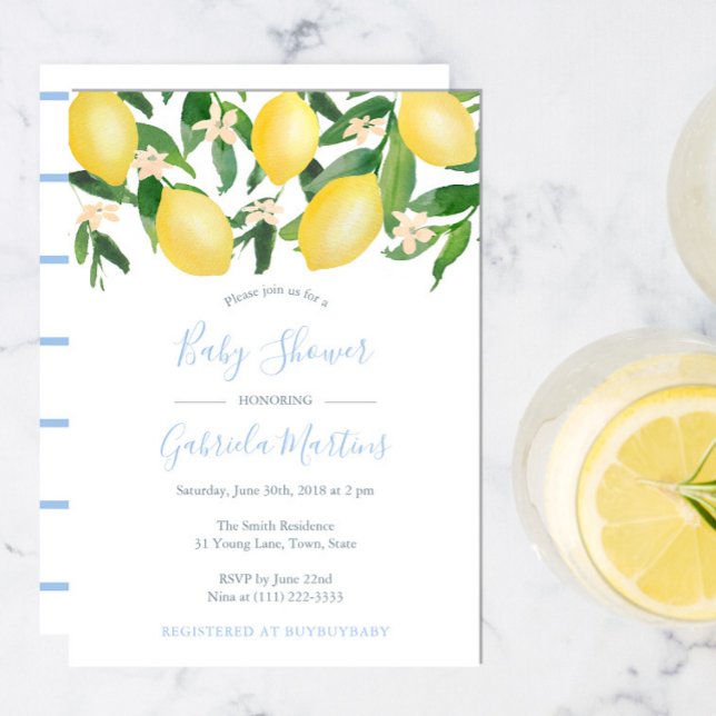 Invitation Citrons Sky Blue Little Boy Baby shower (Créateur téléchargé)