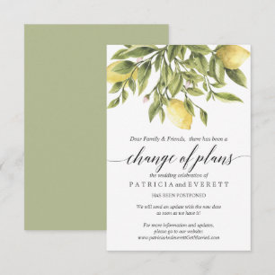 Invitation Citrons verts et feuillage de mariage Changement d
