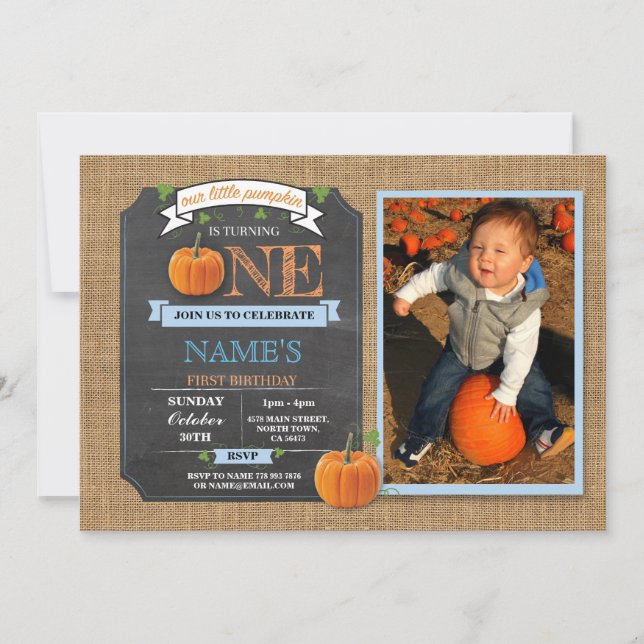 Invitation Citrouille 1er premier anniversaire fête Photo Inv (Devant)