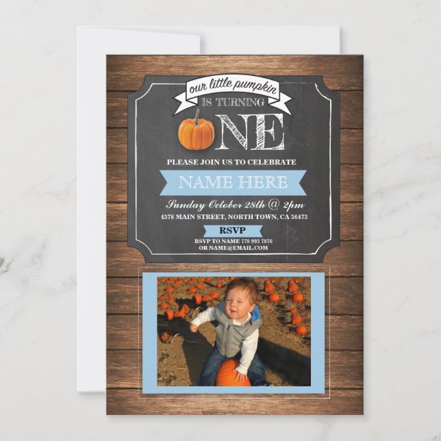 Invitation Citrouille 1er premier anniversaire fête Photo Inv (Devant)