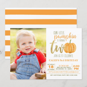 Invitation Citrouille 2e anniversaire avec photo