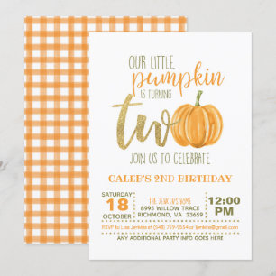 Invitation citrouille 2E Anniversaire - Orange Pla