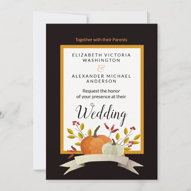 Invitation Citrouille Amusement/Thanksgiving Theme Mariage/ I (Devant)