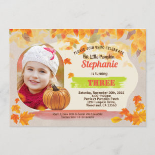 Invitation Citrouille anniversaire d'automne Thanksgiving pho
