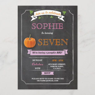 Invitation Citrouille Anniversaire Partie Chalk rose N'import