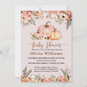 Invitation Citrouille Automne Automne Automne Baby shower Flo