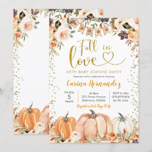Invitation Citrouille Automne Automne Chute en Amour Baby sho
