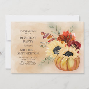 Invitation Citrouille Automne Automne Floral Fleurs Anniversa