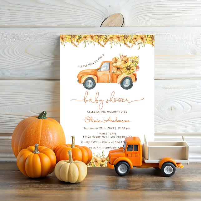 Invitation Citrouille Automne Baby shower de camion Invitatio (Créateur téléchargé)