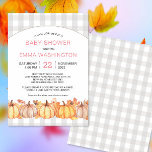 Invitation Citrouille automne baby shower fille