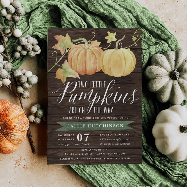 Invitation Citrouille automne | Baby shower jumeaux (Créateur téléchargé)