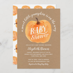 Invitation Citrouille Automne Baby shower Kraft Automne