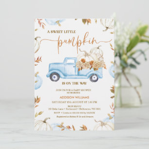 Invitation Citrouille Automne bleu Camion Petit Baby shower C