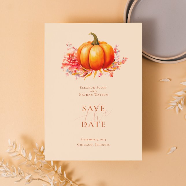 Invitation Citrouille Automne Mariage Botanique Enregistrer L (Créateur téléchargé)