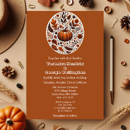 Invitation Citrouille Automne Super Boho Rusty Brown Mariage 