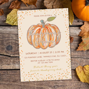 Invitation Citrouille Automne Thanksgiving Dîner