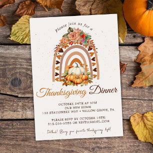 Invitation Citrouille Automne Thanksgiving Dîner
