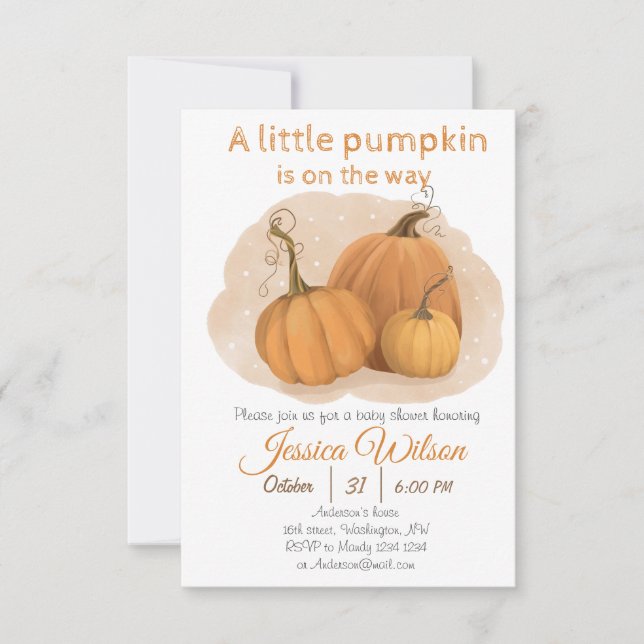 Invitation citrouille Baby shower (Devant)