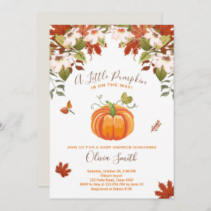 Invitation Citrouille Baby shower Automne automne 