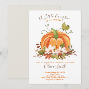 Invitation citrouille Baby shower Automne Automne