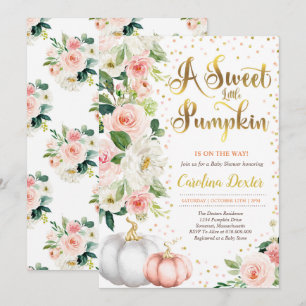 Invitation citrouille Baby shower Blush Rose Et Or