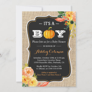 Invitation Citrouille Baby shower d'automne C'est un garçon R