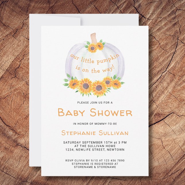 Invitation Citrouille Baby shower Sunflowers (Créateur téléchargé)