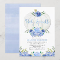 Citrouille bébé saupoudrer bleu blanc baby shower 