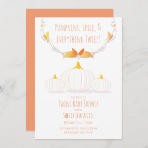 Invitation Citrouille blanc Auberge Twins Baby shower Invitat