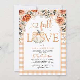 Invitation Citrouille blanc Bow Chute en Baby shower d'amour