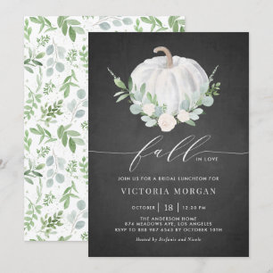 Invitation Citrouille blanc Chalkboard Automne Déjeuner de nu