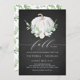 Invitation Citrouille blanc Chalkboard Fall Engagement Party