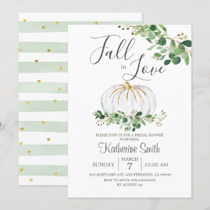 Invitation Citrouille blanc chute en amour Fête des mariées v