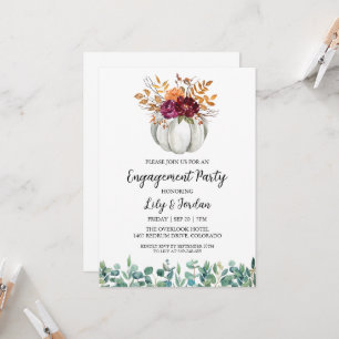 Invitation Citrouille blanc et Green Fall Engagement Party