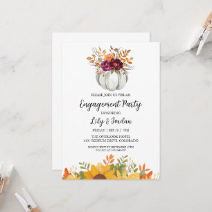Invitation Citrouille blanc et Green Fall Engagement Party