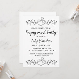 Invitation Citrouille blanc et Green Fall Engagement Party