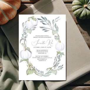 Invitation CITROUILLE BLANC Fête des mariées Feuilles verts