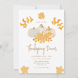 Invitation Citrouille blanc L'automne part Thanksgiving