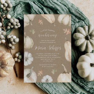 Invitation Citrouille blanc rustique Baby shower d'automne Kr