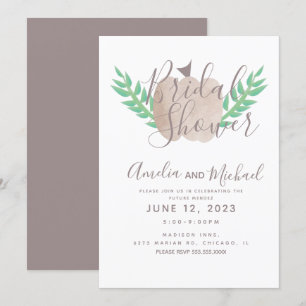 Invitation Citrouille bleu Brown Fête des mariées verte beige