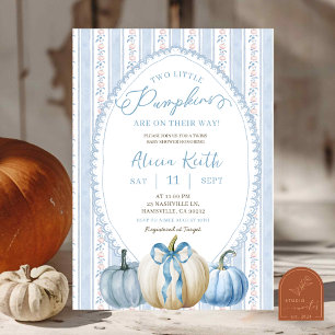 Invitation Citrouille bleu grand-millénaire Baby shower jumea
