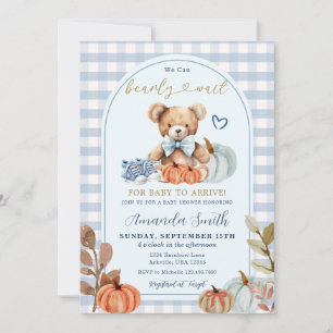 Invitation Citrouille bleu Nous pouvons Bearly Wait Bear Baby