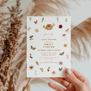 Invitation Citrouille Boho Baby shower Fleur sauvage d'automn