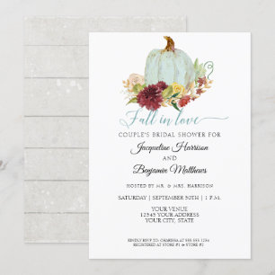 Invitation Citrouille Bois Rustique Aquarelle Floral Bourgogn