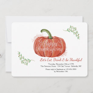 Invitation Citrouille Bon thanksgiving